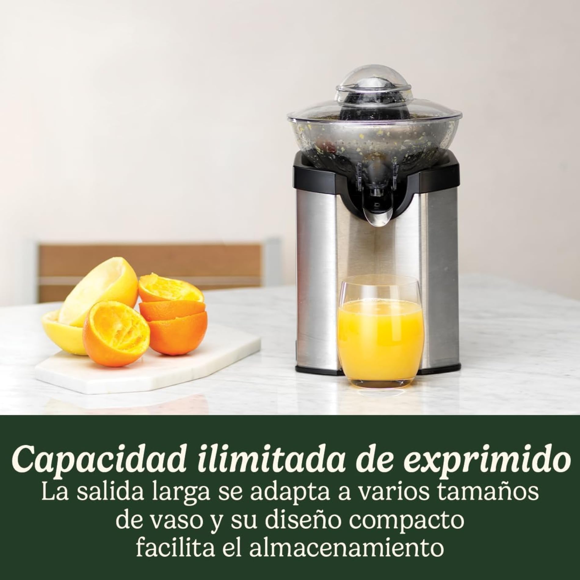 Cuisinart Prensa Eléctrica de Cítricos | Exprimidor de Frutas de todos los tamaños - Naranja, Limón, Lima, Pomelo | Sin goteo | Apto para lavavajillas | Tamaño compacto | Acero inoxidable