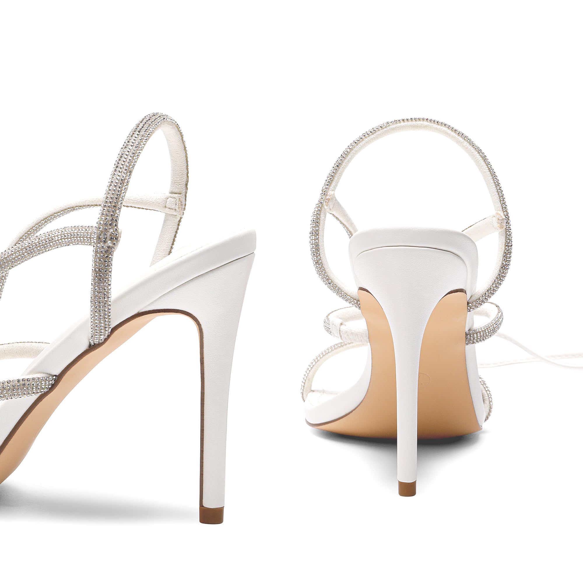 DREAM PAIRS High Heels Stilettos for Women - Strappy Gladiator Sexy Square Toe Open Toe Dressy Pumps Sandals: 7.5 White