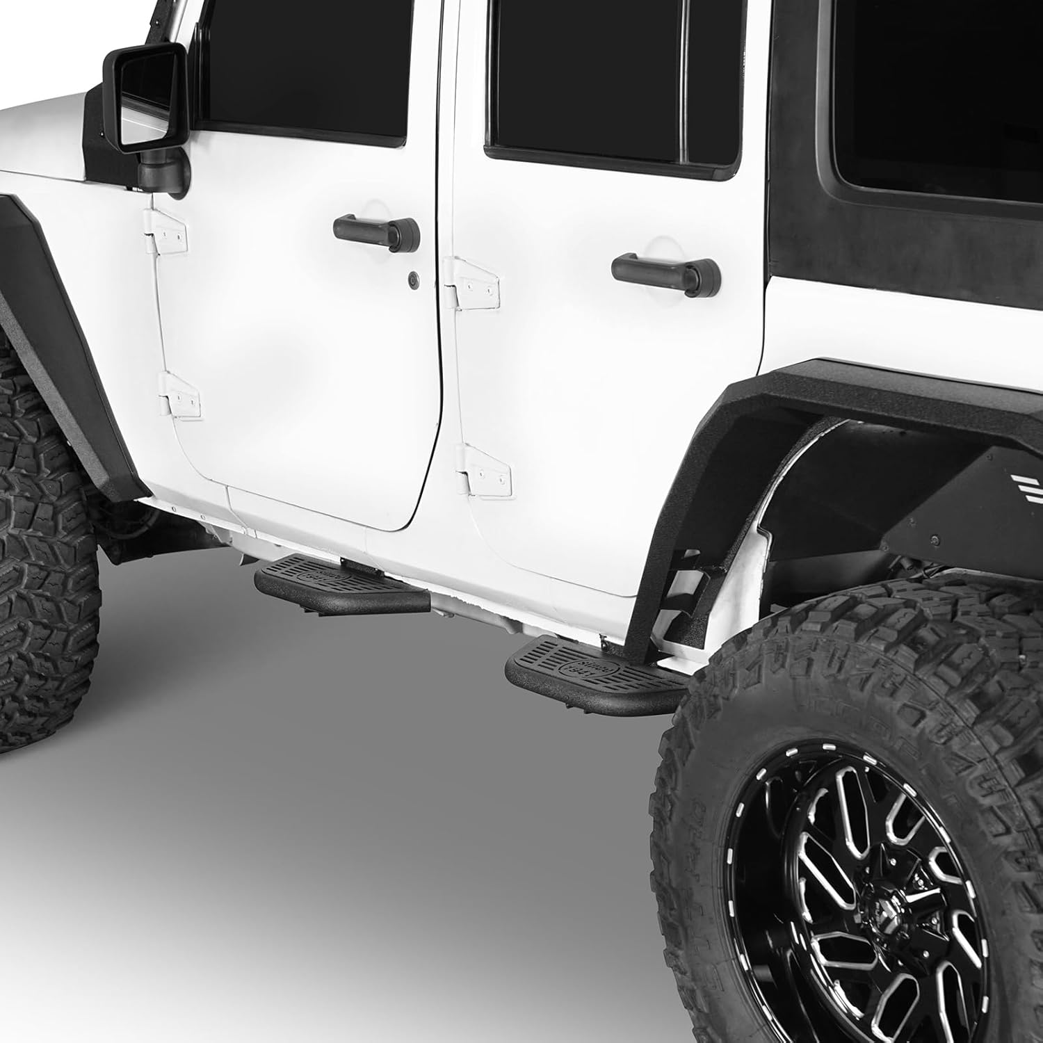 Hooke Road 4PCS Running Boards Side Steps 4 Doors for 2007-2018 Jeep Wrangler JK Unlimited JKU 4-Door