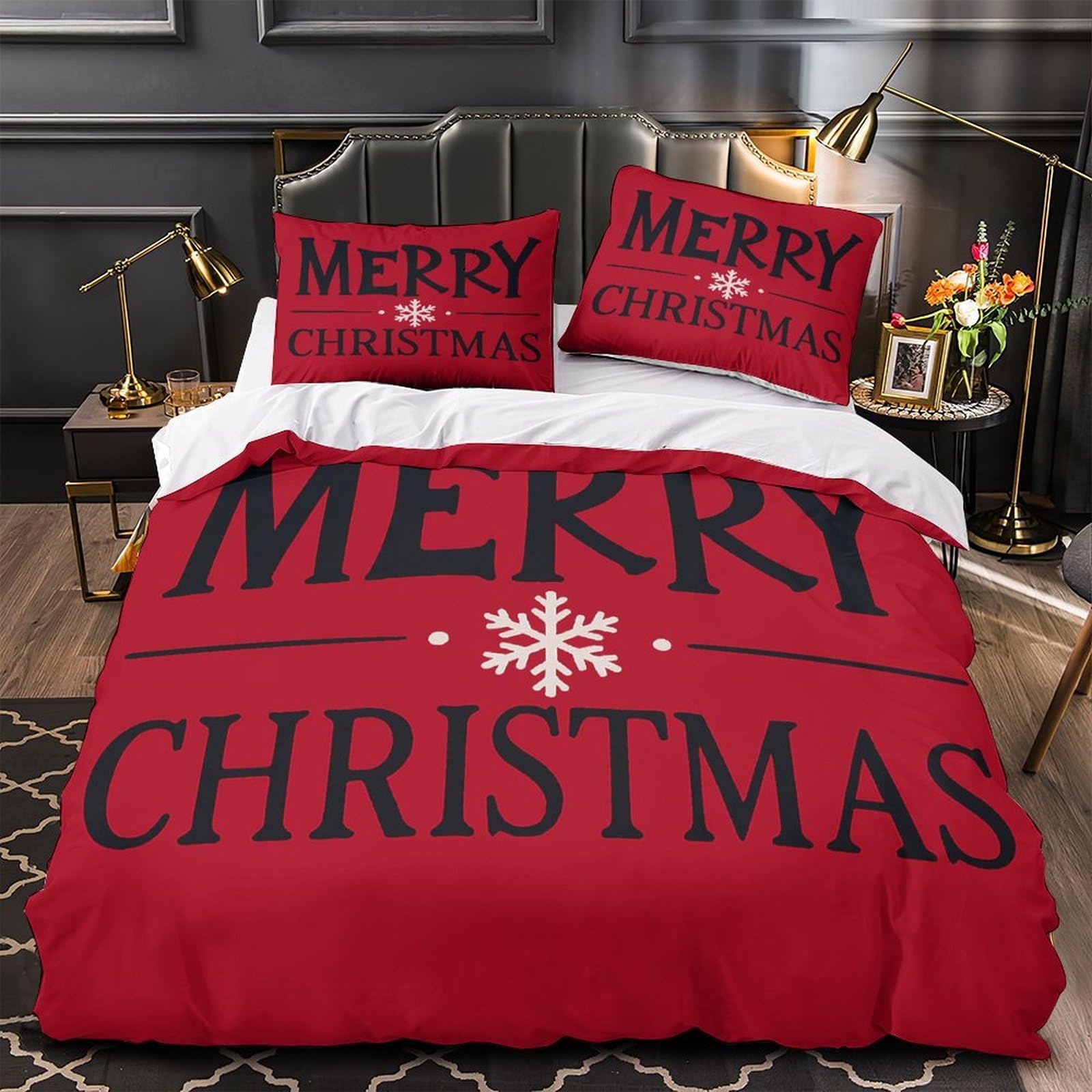 Housse de couette Noël 140x200 microfibre avec parure de lit enfant single