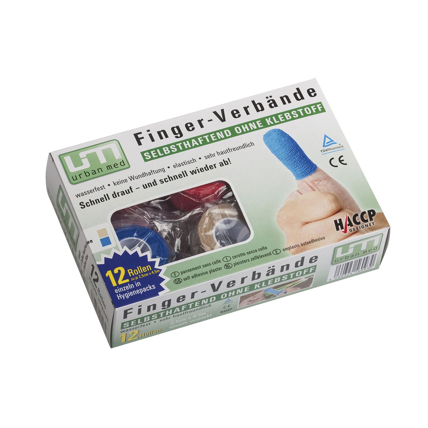 Lot de 12 rouleaux de protection des doigts auto-adhésifs, imperméables, résistants à l'huile, respirants, élastiques, déchirables à la main, protègent des blessures ou des points de pression