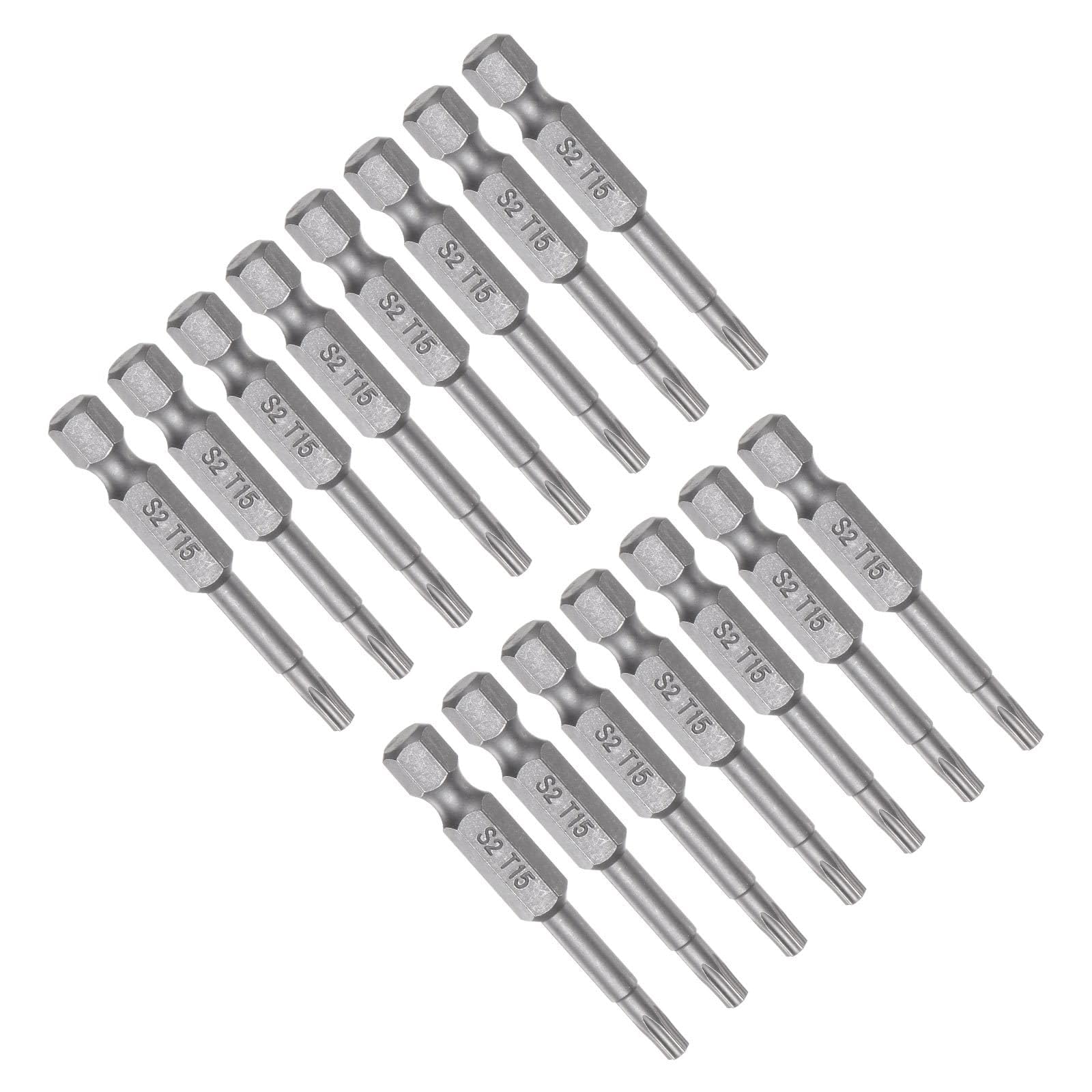 MACHSWON 15Pcs T15 Torx Head Screwdriver Bit S2 Steel Magnetic Screw Drive Drill Bit 2" Long 1/4 Inch Hex Shank — image 1