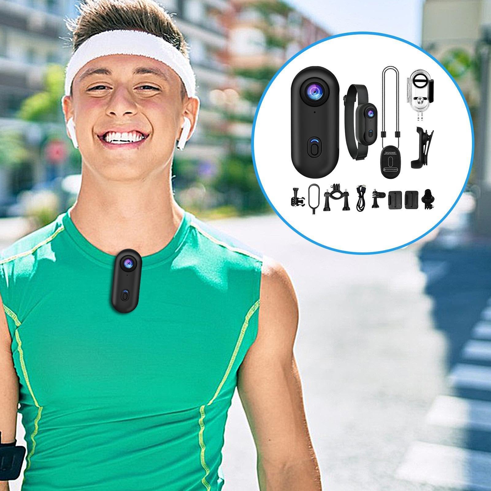 Macchina Fotografica Portatile | Mini Dispositivo Di Registrazione 4K Con Rotazione A 360°, Grandangolare Impermeabile, Supporto Del Collare Portatile Per Vlogging, Viaggi, Escursioni, Sci