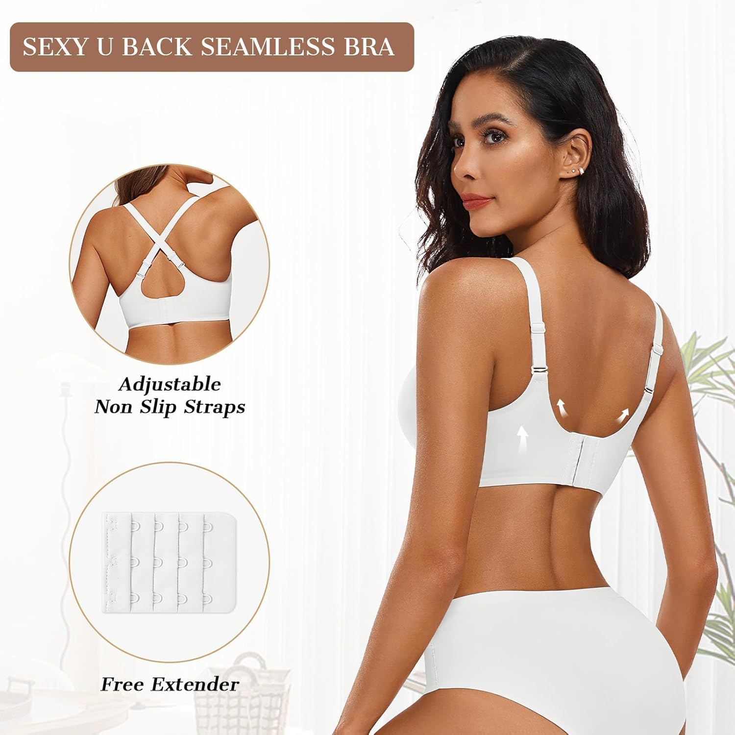 OEAK Womens Wireless Bras Push Up Support Full Coverage Bralettes No Underwire Bra Comfortable Everyday Seamless Tshirt Bras - Image 3