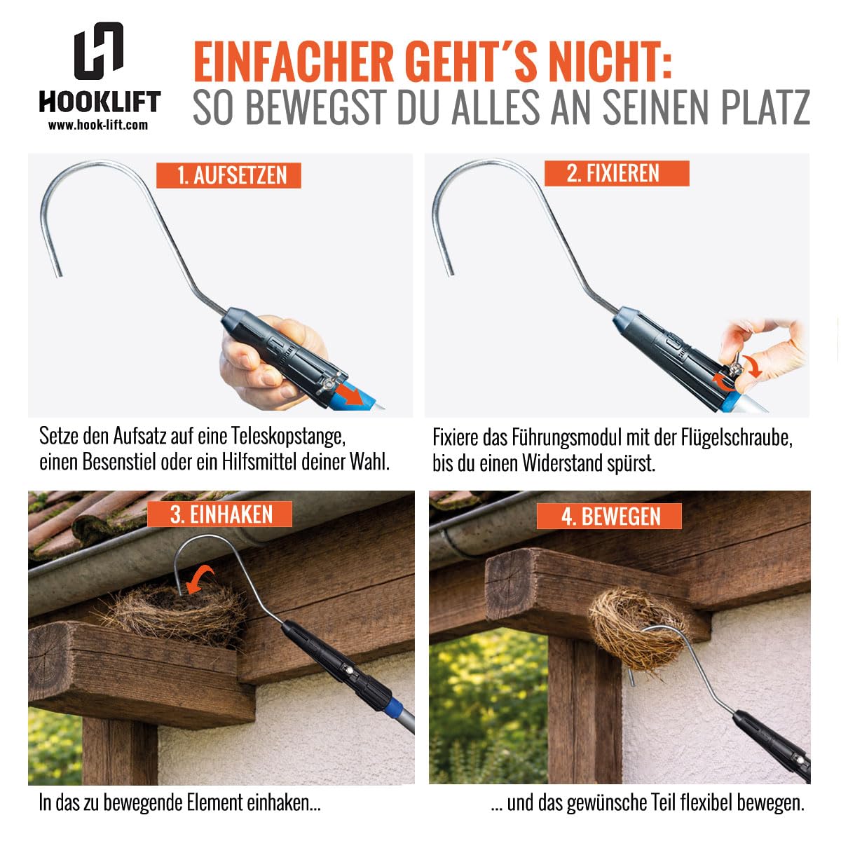 Baum-/Enter-Haken für Teleskopstangen universell – Greifhaken zum Heranziehen und Bewegen von Gegenständen für Lager, Werkstatt, Haushalt & Garten.