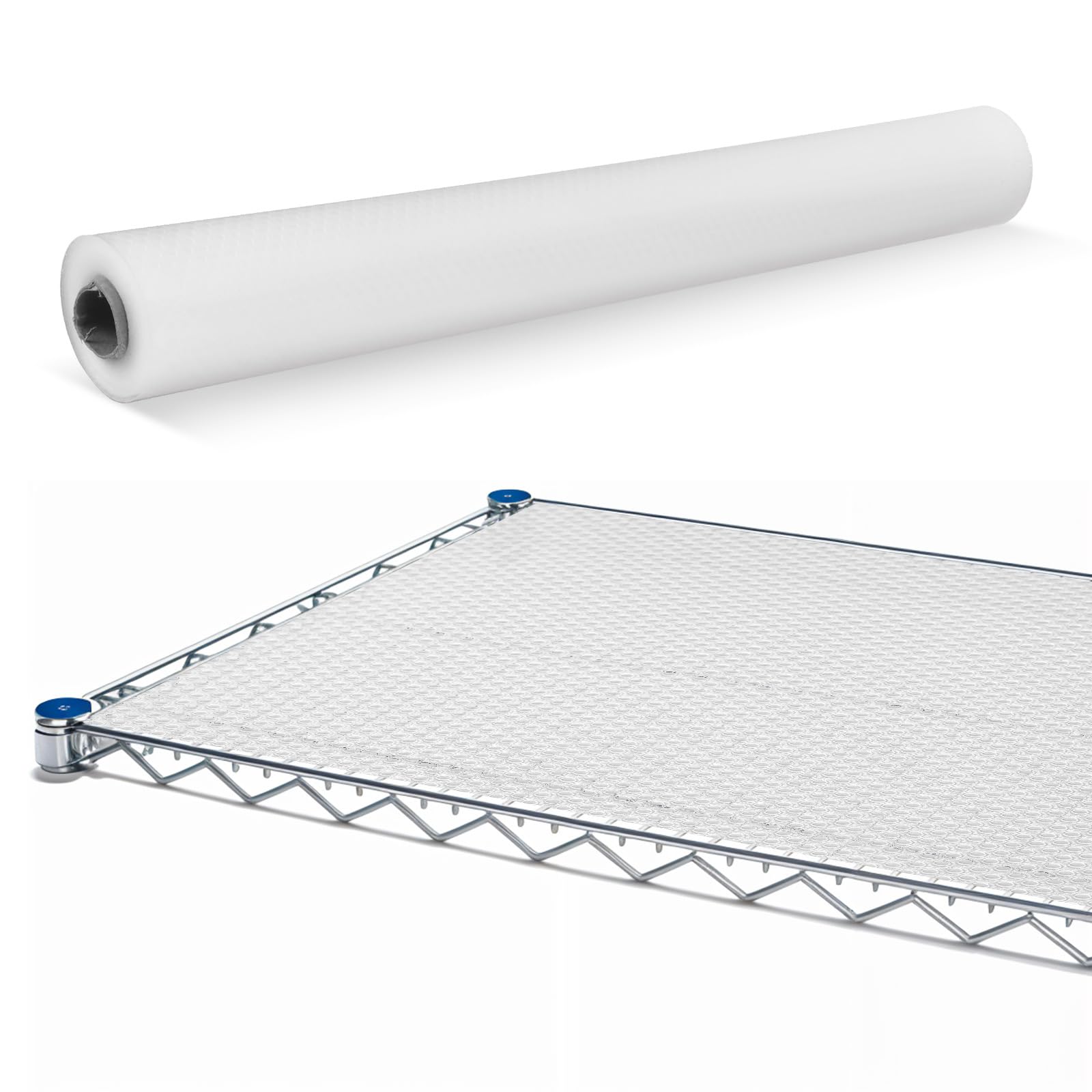 Rivestimento per mensole in filo spesso per mensole in filo spesso e trasparente, per mensole della dispensa, in plastica impermeabile, per cassetti della cucina, facile da tagliare, 45,7 x 500,4 cm.