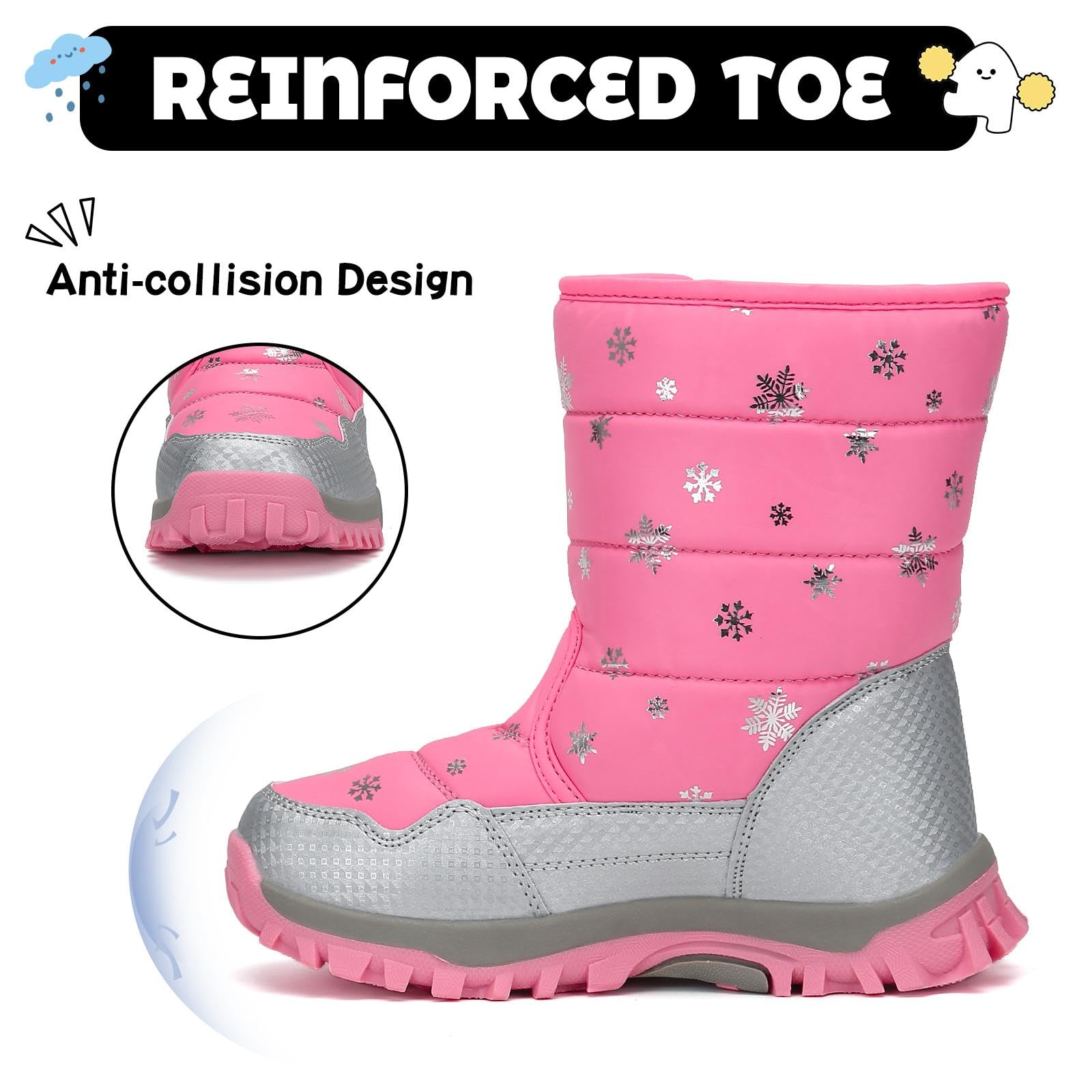 Mishansha Bambini Stivali da Neve Ragazze Caldo Fodera Stivaletti Invernali Ragazzi Scarpe Comodo Antiscivolo