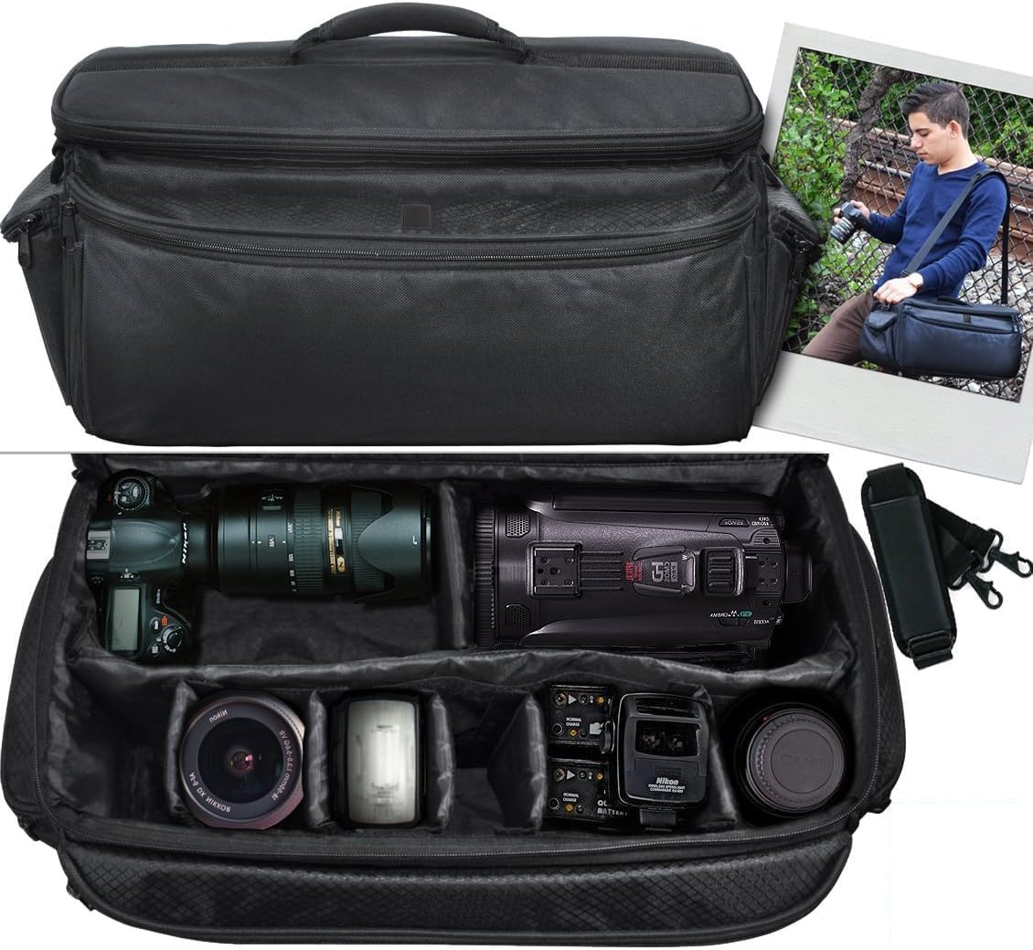 Extra Large Soft Padded Water Resistant Camcorder Equipment Gadget Bag/Case for Canon XA10, XA20, XA25, XH-G1s, XL2 and More Cameras Camcorders and DSLR