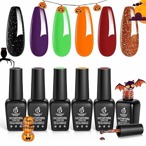 Beetles - Esmalte de uñas cromado, efecto espejo, 8 colores, holográfico, aurora, iridiscente, nacarado con escarabajos, esmalte de uñas de gel para