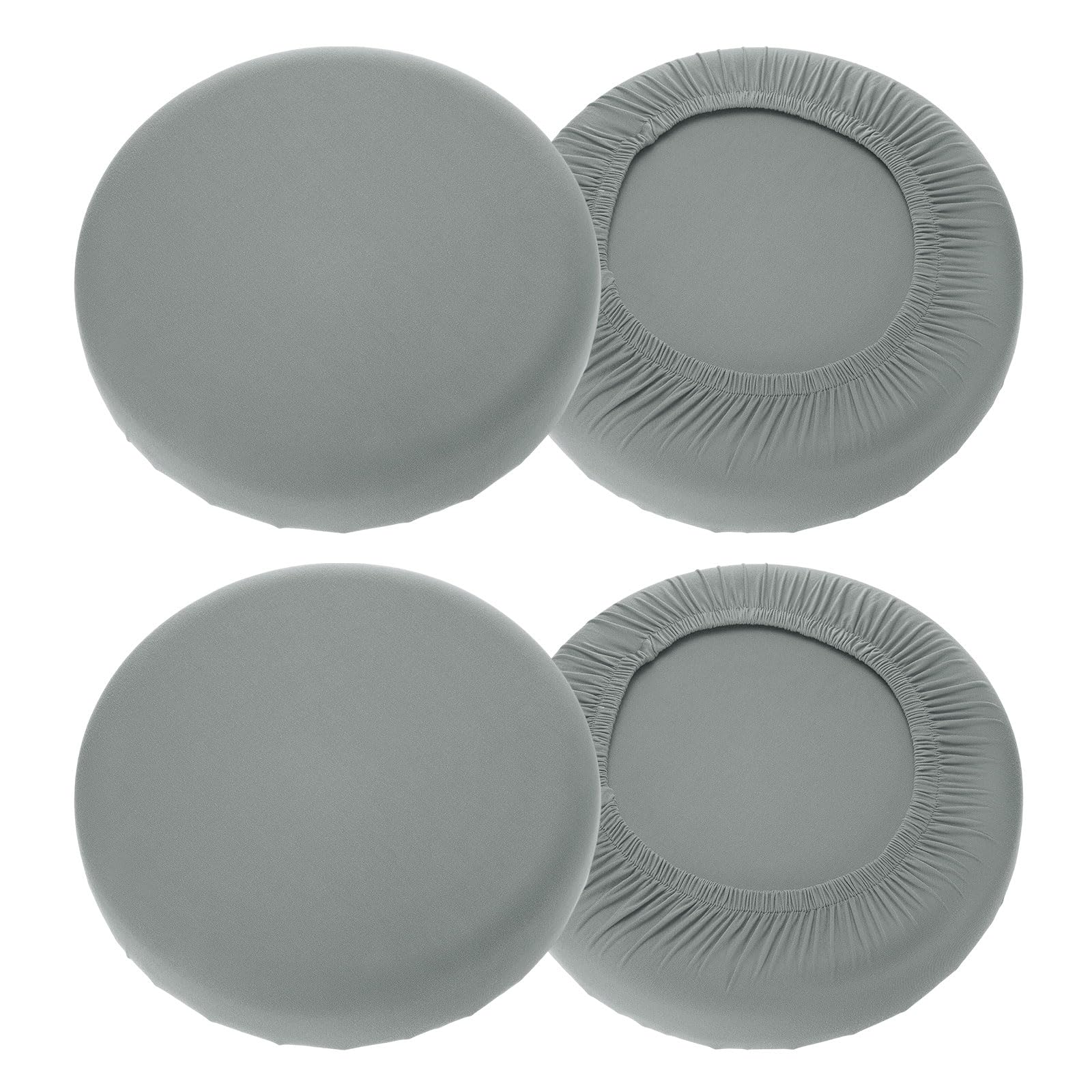 sourcing map 4 Pack Stool Covers Round, 16-18 Inch Bar Stool Covers Washable Dustproof Slipcover Seat Cushion with Elastic for Bar Kitchen Living Room Decor, Silver Gray