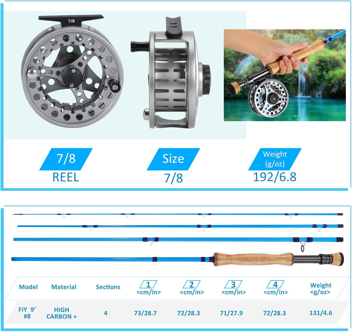 Sougayilang Fly Fishing Combo, 4 Piece Fly Rod and CNC Machined Aluminum Alloy Reel Complete Starter Package with Rod Bag