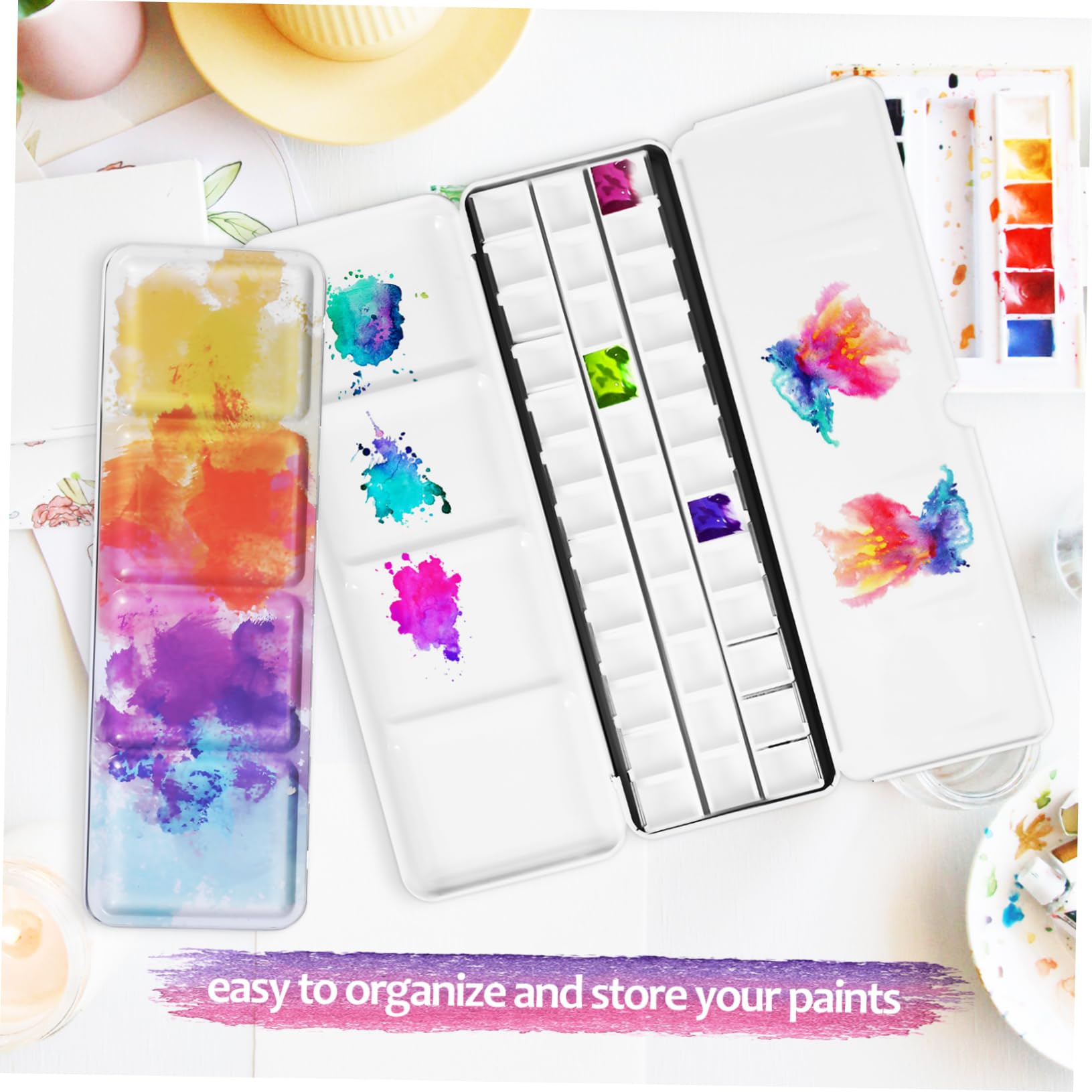 SHINEOFI 4 Stück Leerer Aquarell-palettenkasten Nasse Palette Wasserstift Pinsel Mini-reisefarbpalette Leere Dose Malpalette Aquarellstift Deckel Waschbar Eisen