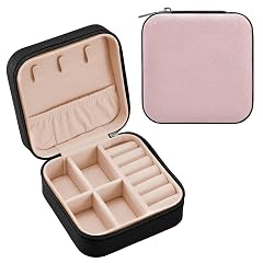 YETTASBIN Pink Solid Color Jewelry Box for Teens Girls Women Birthday Christmas Gift Portable PU Leather Jewelry Storage