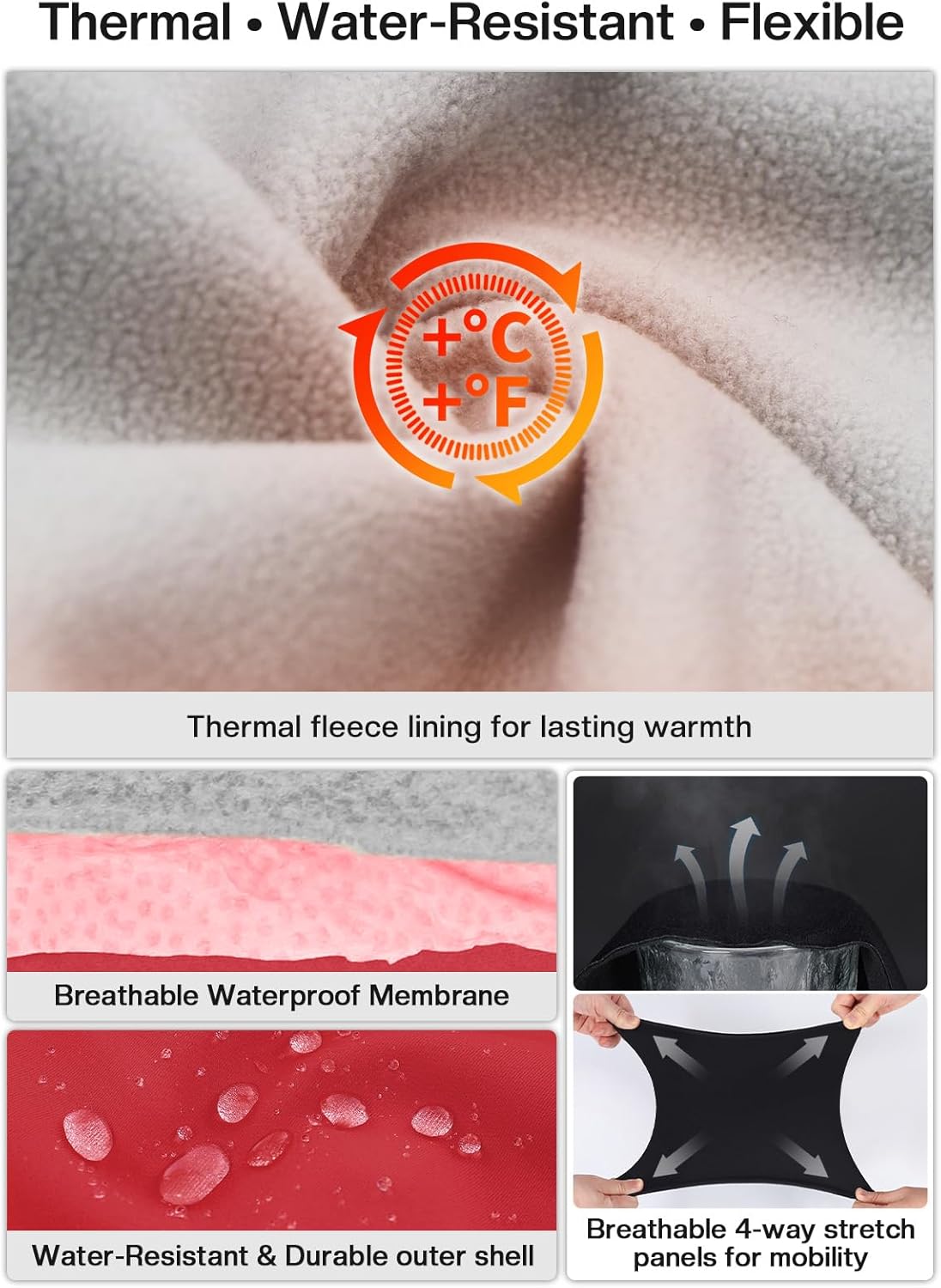 ARSUXEO Thermal Fleece Winter Cycling Jacekt for Men Windproof Insulated Bike Running Active Jacket - Image 3