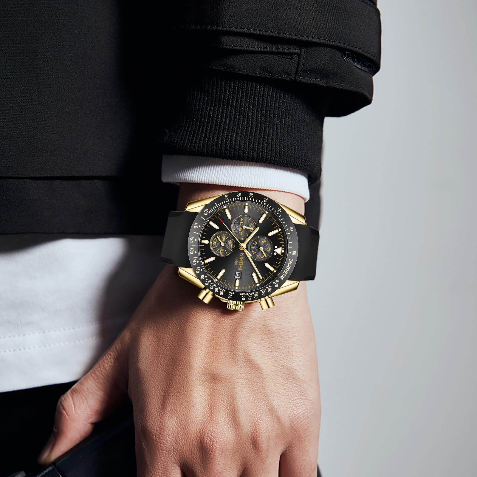 NIBOSI Relojes de Hombre analógicos de Cuarzo cronógrafo Resistente al Agua Fecha Luminosa Oro Rosa Plata Reloj de Pulsera Hombre Moda Casual Relojes para Hombres clásico Elegante Regalo Reloj de