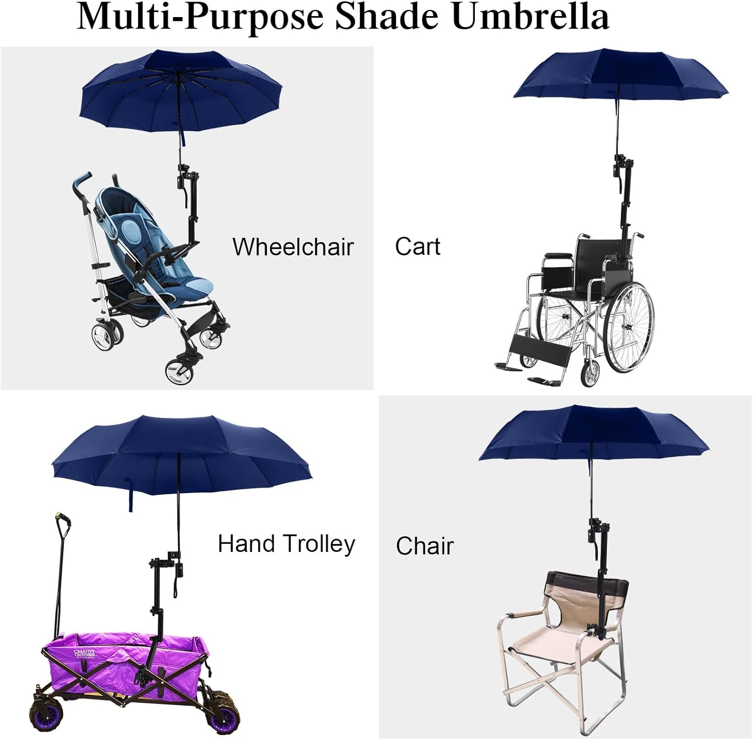 Shinylin 2 Pcs Beach Umbrella with Adjustable Universal Clamp Upf 50+ Automatic Open and Close Windproof Travel Portable Golf Umbrella for Beach Chair, Stroller, Fishing