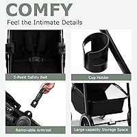 Vista 8 de INFANS Cochecito infantil 2 en 1, cochecito de bebé horizontal y cochecito de cuna reversible, cochecito plegable con toldo ajustable, cesta de Negro