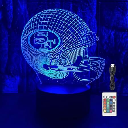 3d cowboy football helmet lamp JUNNiRE Shape LED Optical Illusion Acrylic Night Light, 7 Colors Change Dimmable USB Powered Bedroom Decoration Table Birthday Christmas Gift for Kids, Men, Women, SF Fans Googan Baits Bandito Bug Officially licensed Height abu garcia baitcaster reel Size:A37 - 3.25oz