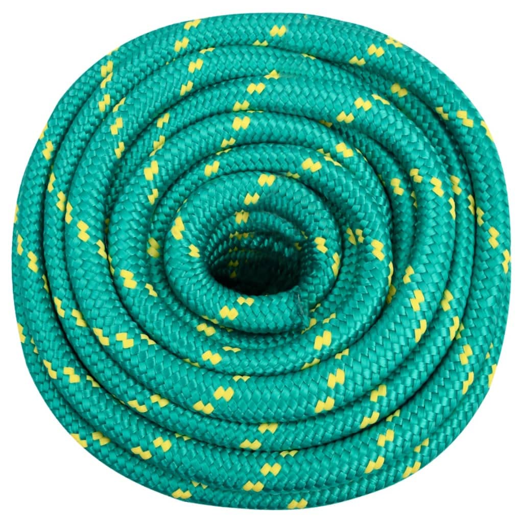 Cuerda de polipropileno verde de 20 mm y 25 m, 160 g por m, 2400 kg de resistencia a la rotura, resistente a la intemperie para vela, amarre, camping, exterior, jardín y taller