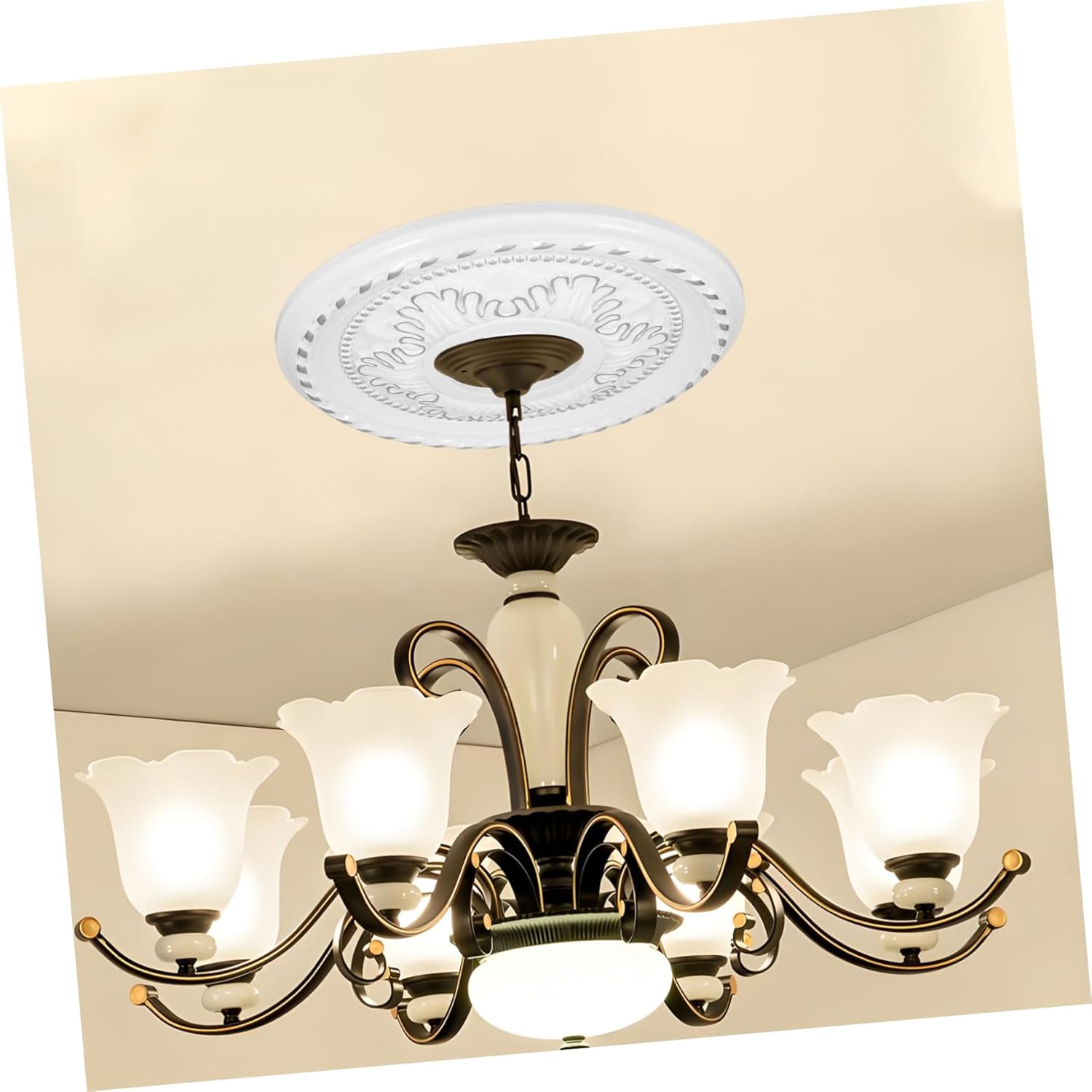 Home Lighting Ceiling Medallion Plastic Steel Lamp Panel Easy to Install
