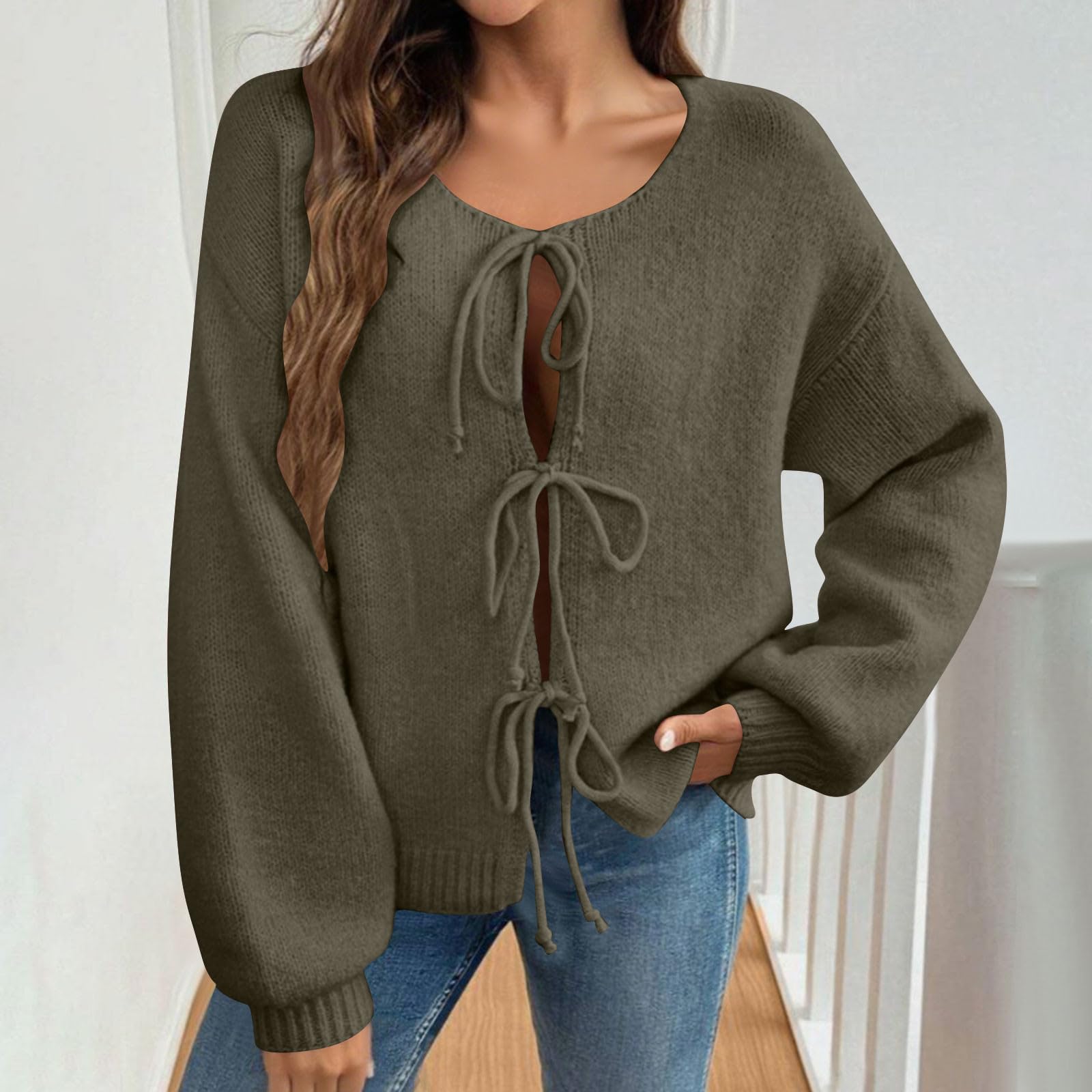 Cardigan Donna Girocollo Morbido Maglione Caldo Aperto Davanti Casual | Tessuto morbido e piacevole sulla pelle,design avvolgente e confortevole, perfetto per casa lavoro e tempo libero