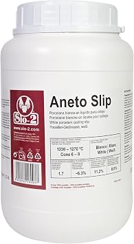 SIO-2 Aneto White High Fire Porcelain Slip, 3.5L Cone 6-8 Translucent Liquid Pottery Clay for Casting
