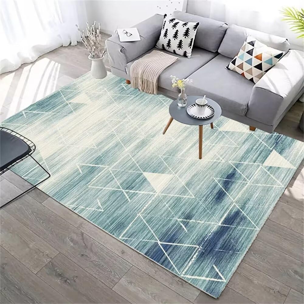 Tapis de sol bleu géométrique 60x120 lavable maison