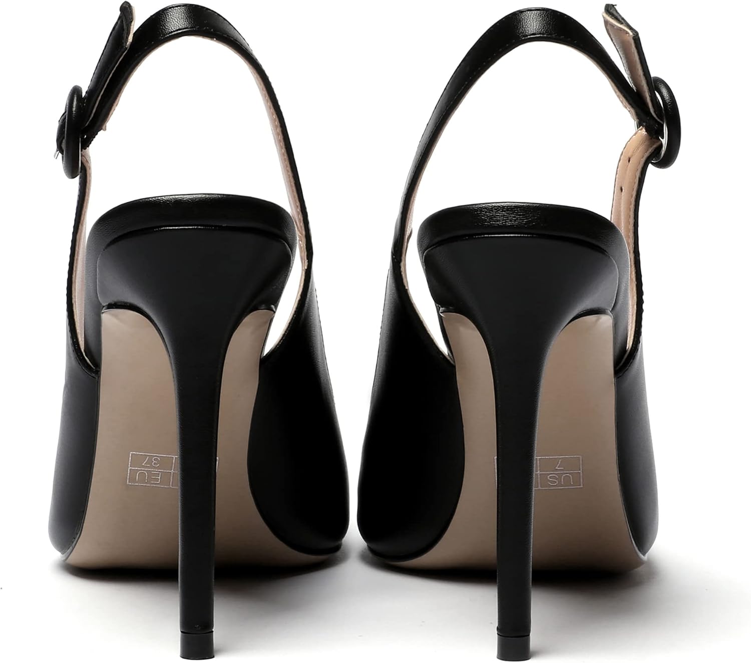 WAYDERNS Womens Party Slingback Pointed Toe Matte Sexy Adjustable Strap Buckle Stiletto High Heel Pumps Shoes 4 Inch