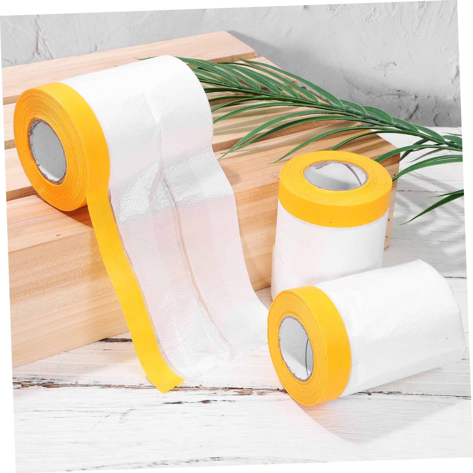 6 Rollen Abdeckbandfolie aus Maskierungspapier und Pe Folie zum Schutz von Möbeln und Büchern bei Restaurationsprojekten Selbstklebend und Transparent