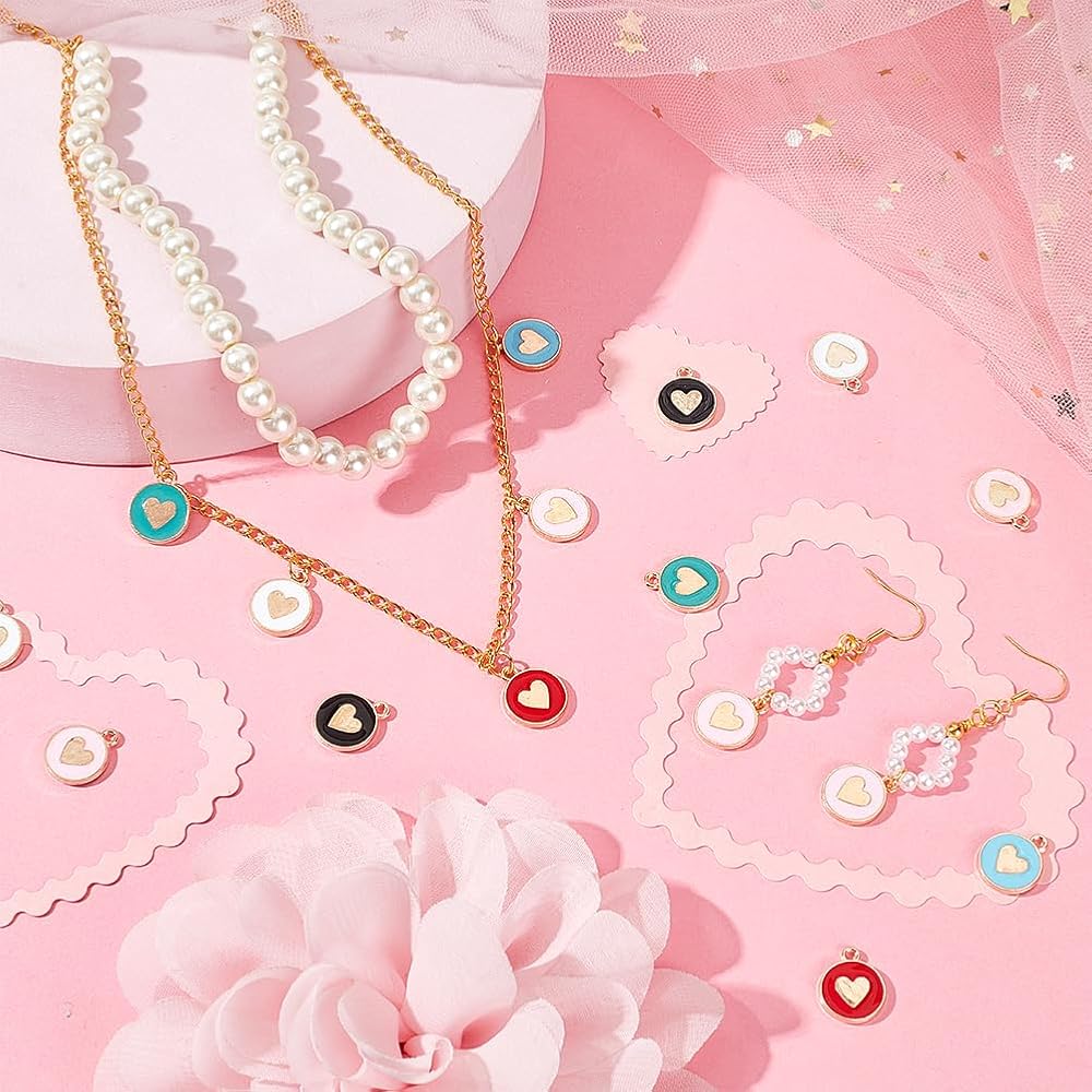 DICOSMETIC 44 Pz 11 Colori Inossidabile A Forma Di Cuore Ciondoli In Smalto Colorato Metallo Cuore Charms Mini Cuore Perline Ciondoli Smaltati Per Bracciale Collana Fabbricazione Di Gioielli, Foro