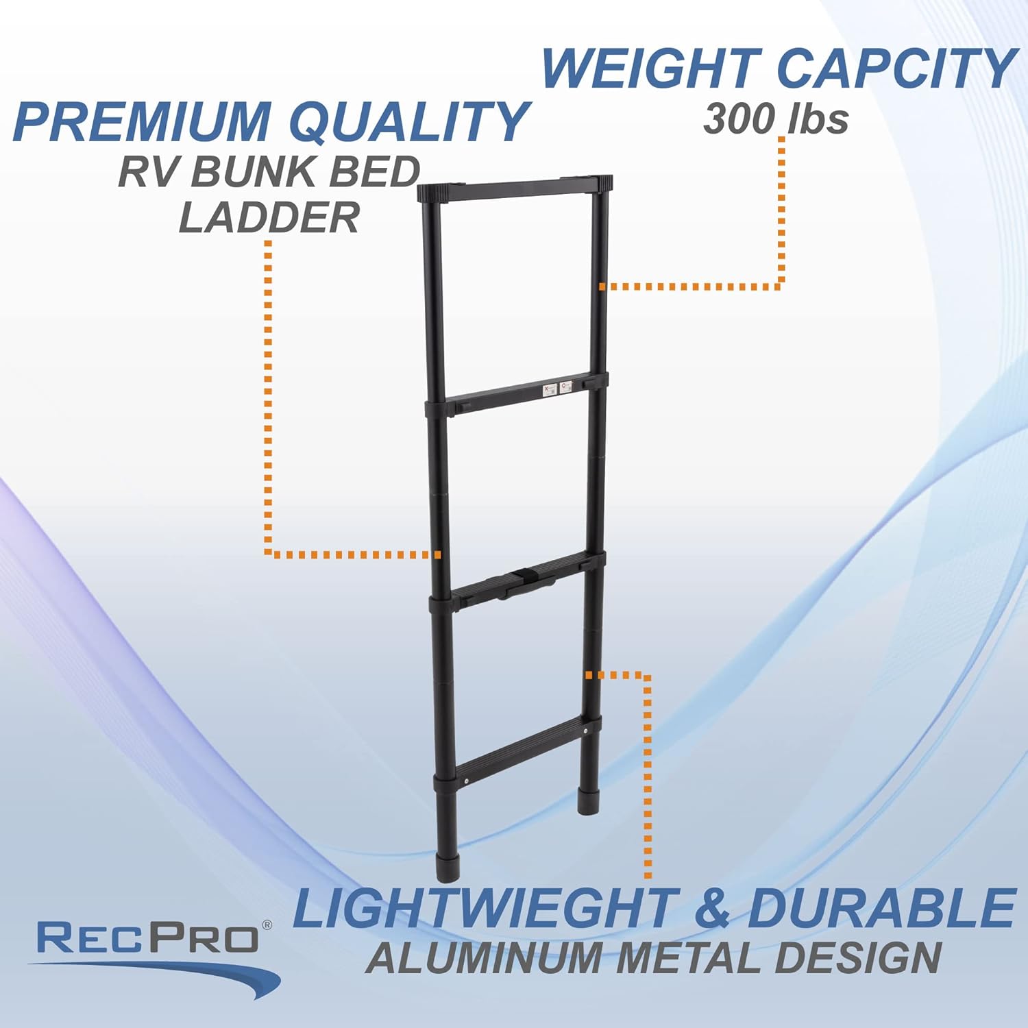 RecPro RV Telescoping Bunk Ladder 52" | Mounting Brackets Included