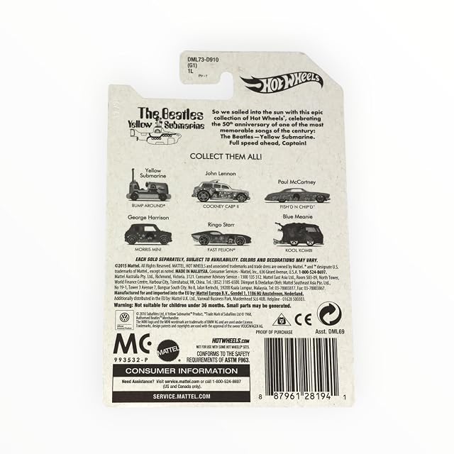 Foto 2 de 2 de Hot Wheels Kool Combi Coche Die-Cast Niños Unisex Azul The Beatles 6/6