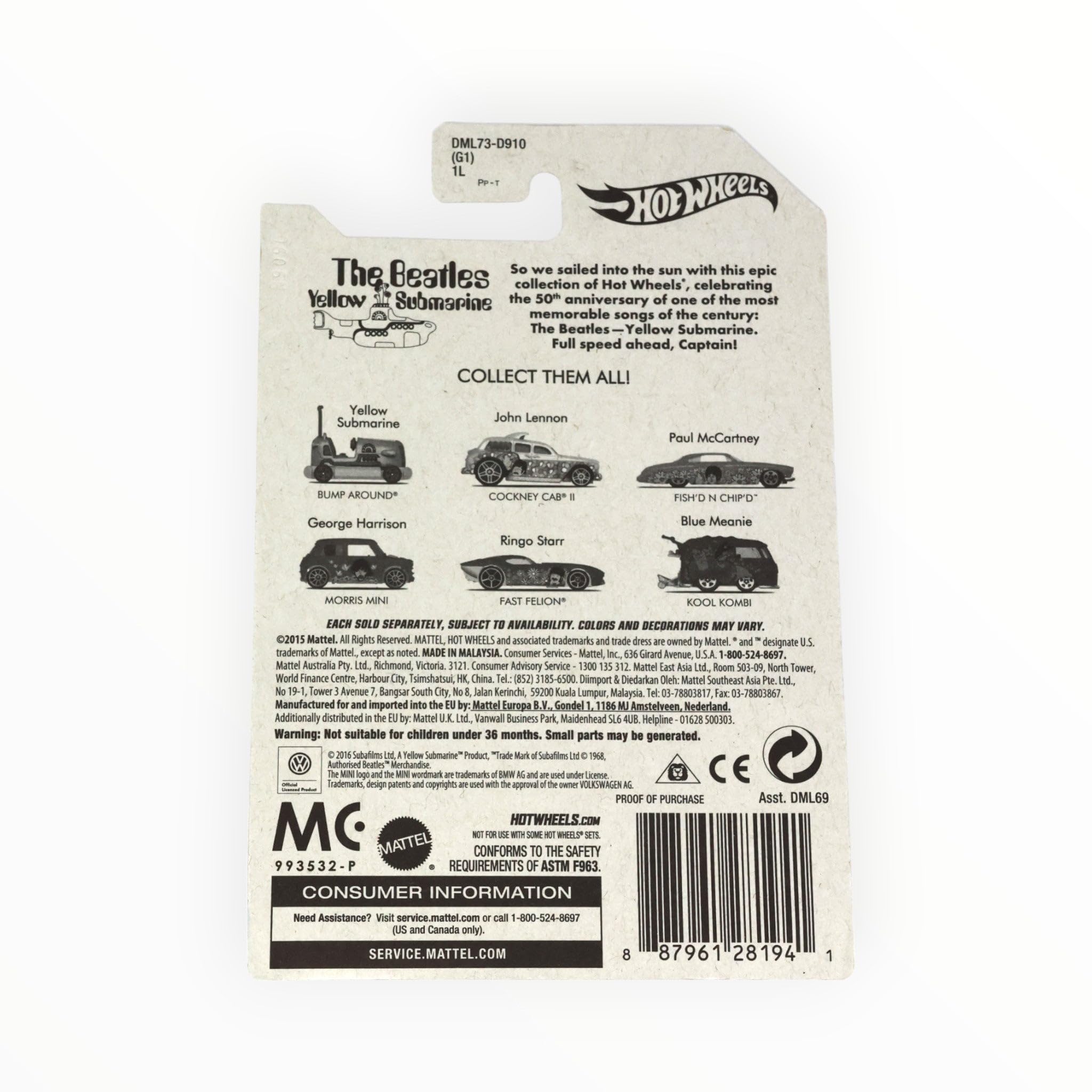 Amazon.com: Hot Wheels The Beatles Yellow Submarine 50th