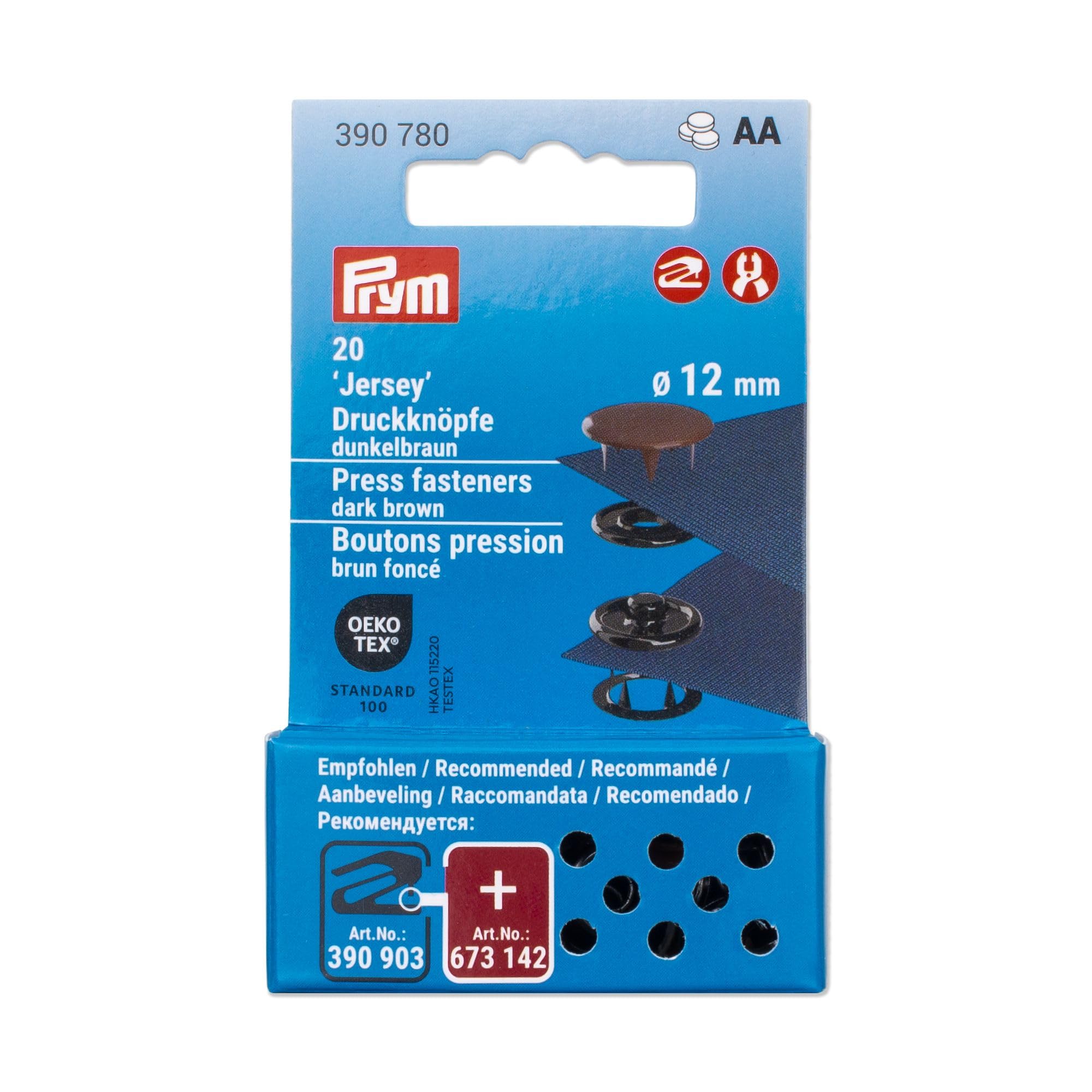 Prym 390780 12 mm Jersey Poppers Dark Brown Compatible with Vario Creative Tool