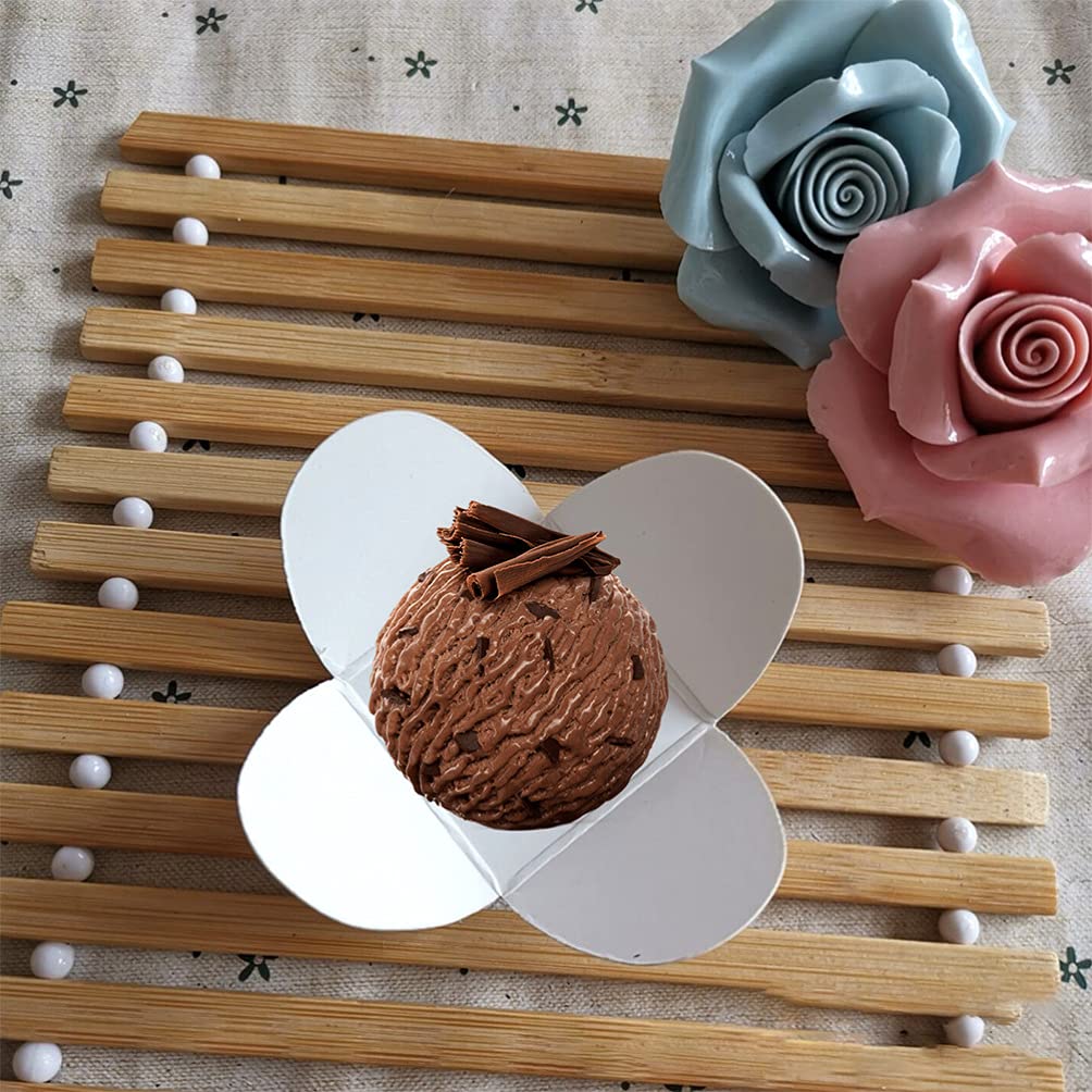 Hemoton Lot de 400 caissettes carrées en papier kraft pour muffins, cupcakes ou mini collations (blanc)