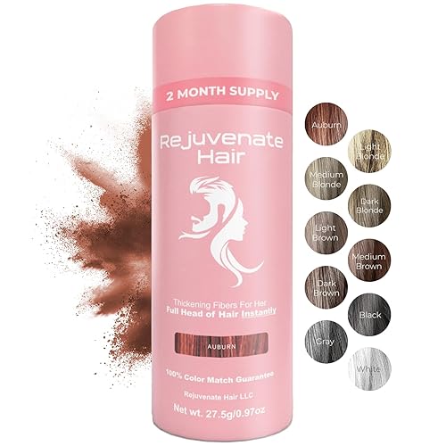 Fibras para adelgazar el cabello (Auburn), polvo de cabello indetectable para mujeres y fibras 100% naturales para construir el cabello, oculta la