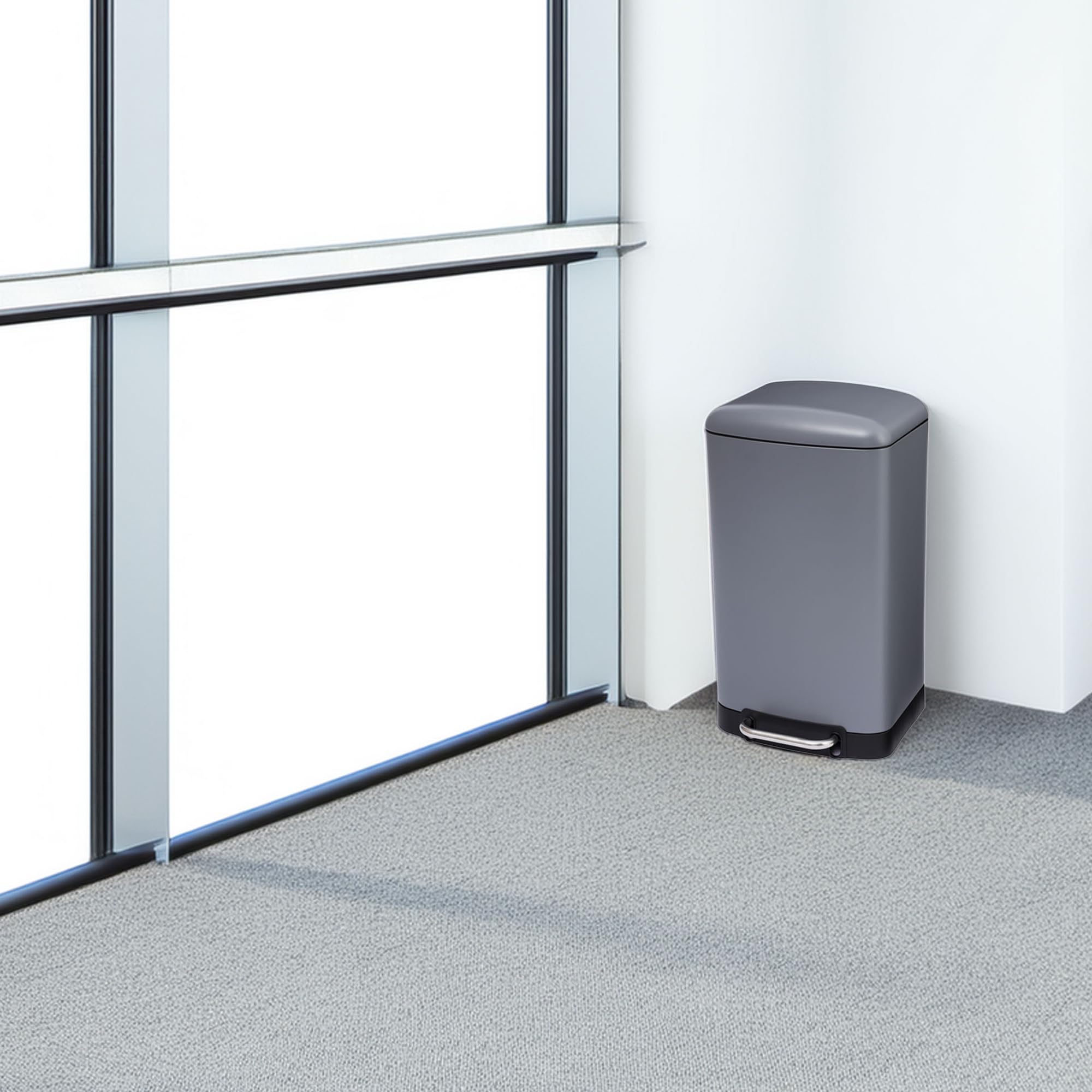 WELL HOME - Papelera/cubo de basura/contenedor de residuos con pedal Antracita 30L