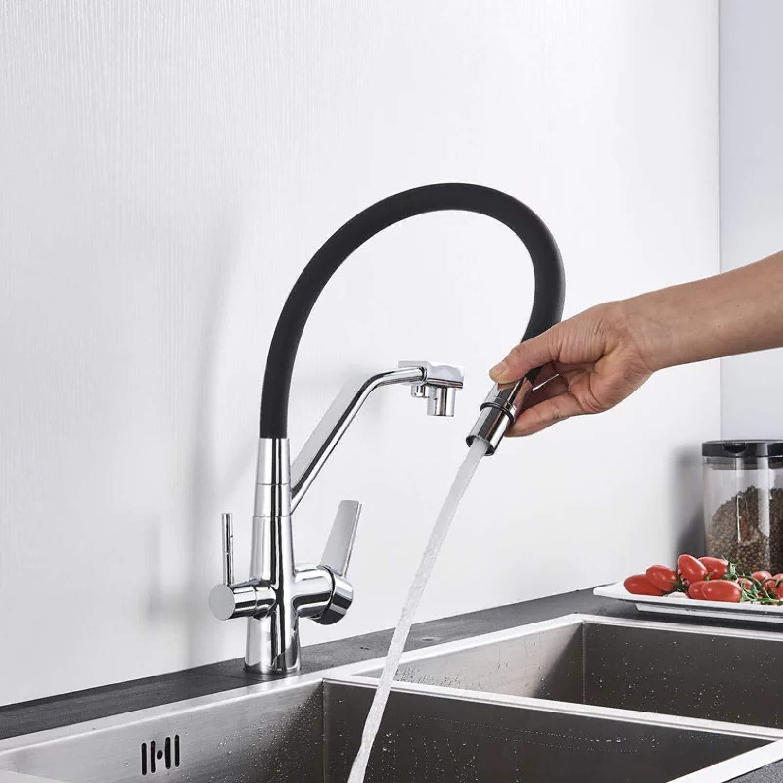 Rubinetto da Cucina con Filtro, Girevole a 360°, Miscelatore a 3 Vie per Acqua Calda e Fredda con Sistema di purificazione per lavello da Cucina – Facile Installazione e Design Resistente.