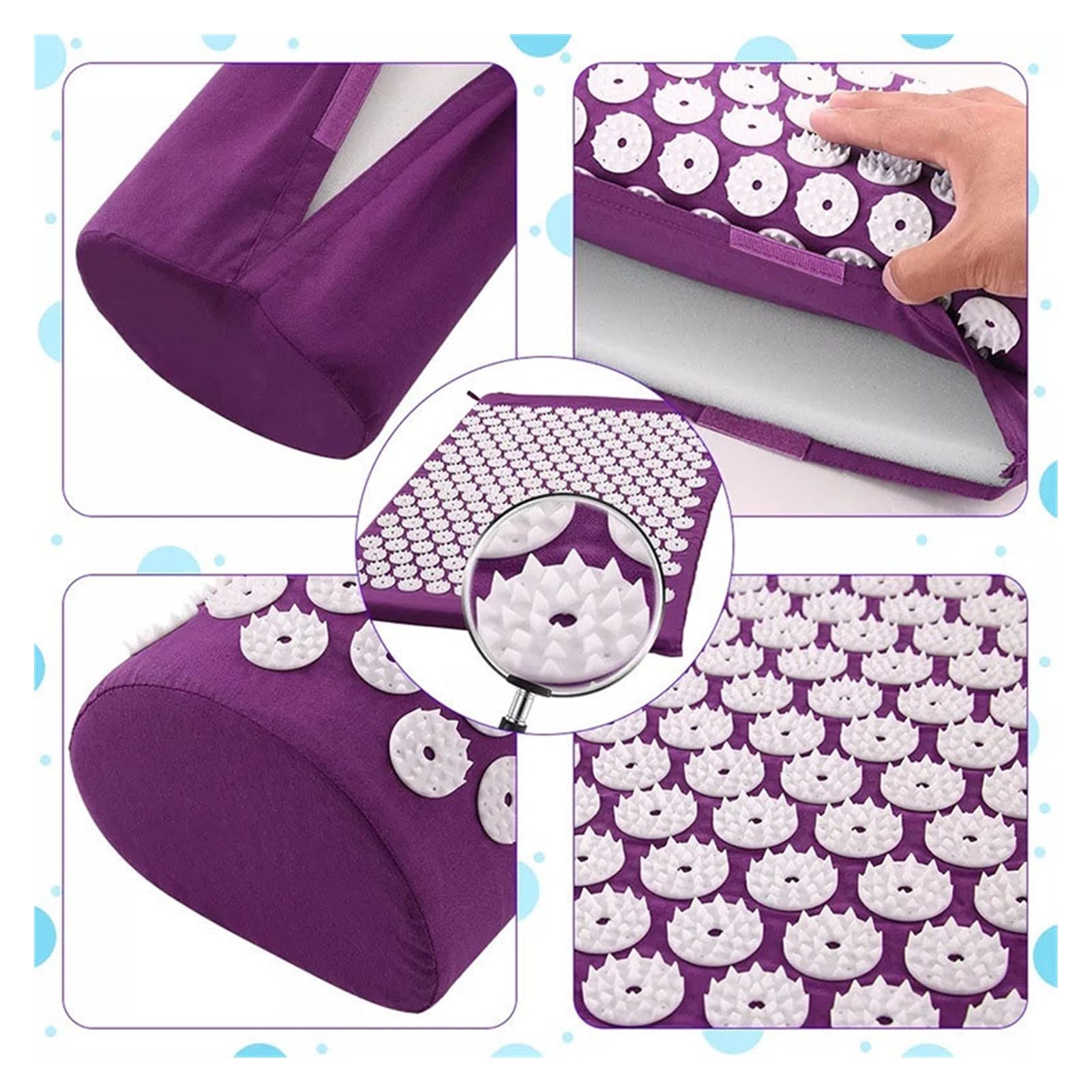 Cojín De Masaje Masaje de la Estera de acupresión Alivia el estrés Barrio Cuerpo Dolor Spike Cushion Yoga Acupuntura Mat Cojín De Masajes(Dark Green Pillow)