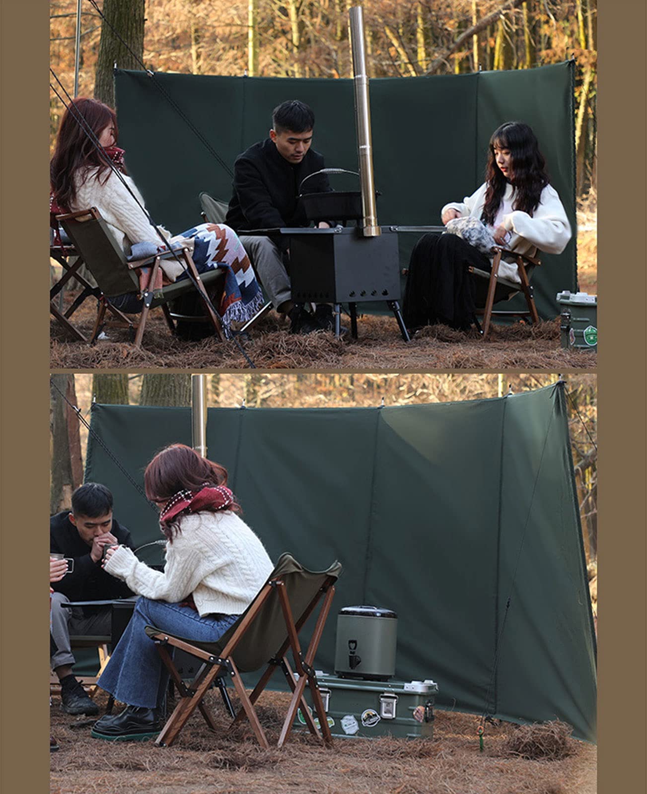 Brise Vue Extérieur Pare-Vent BERGER Tarp Vert - Protection Solaire Camping Plage Jardin Pare-vent Toile Extérieure