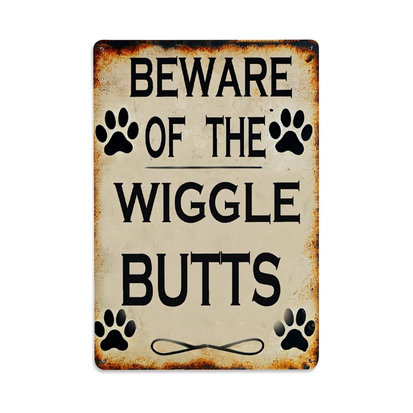 Bliveurn Vintage Beware Of The Wiggle Butts Retro Metal Tin Sign, Metal Poster For Home, Gaming Room, Studio Workshop,Bar,Garage Wall Art Decor 8X12 Inch