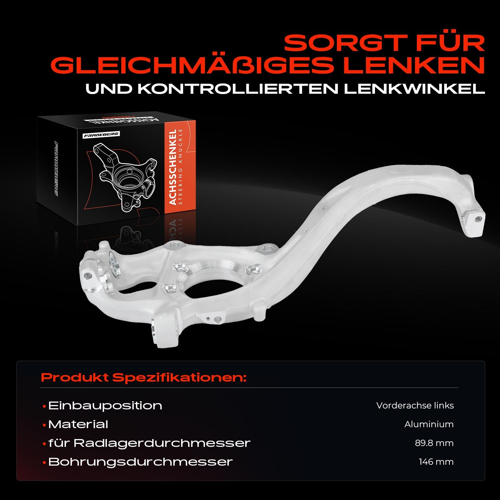 Frankberg Achsschenkel Radaufhängung Vorne Links Kompatibel mit A4 8K2 B8 1.8L-3.2L 2007-2015 A4 Allroad 8KH B8 2.0L 3.0L 2009-2016 Q5 8RB 2.0L-3.2L 2008-2017 Replace# 4G0407253A