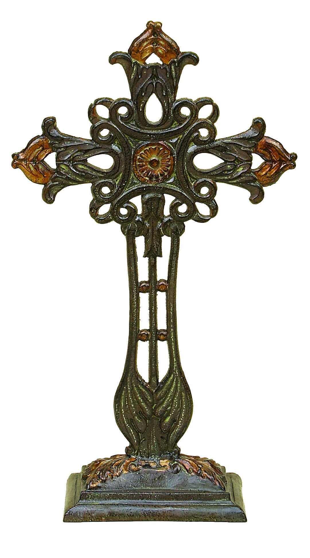 Deco 79 Metal Biblical Decorative Sculpture Cross Home Decor Statue, Accent Figurine 5" x 8" x 21", Copper