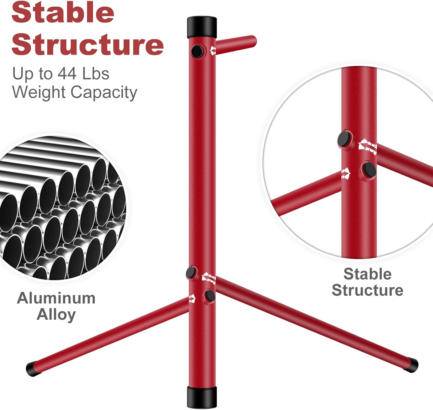 Bike Storage Rack, Floor Bike Parking Storage Stand, Thru Axle Aluminum Alloy Bicycle Stand for Indoor & Outdoor Parking, Garage Parking, and Repair, Max Capacity 44lbs (Red)
