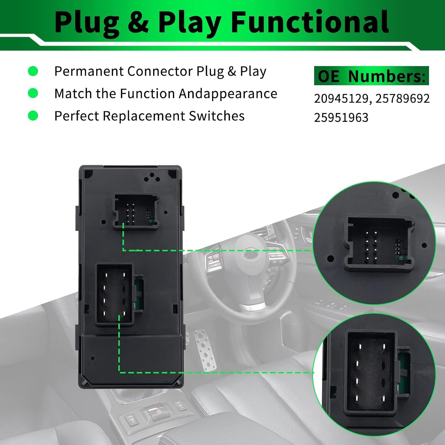 Driver Side Power Window Switch & 3 Pcs Passenger Window Switches Compatible with 07-13 for:-Chevy Silverado/for:-GMC Sierra 1500 2500HD 3500HD/08-11 for:-Chevy HHR/09-16 Chevrolet Traverse