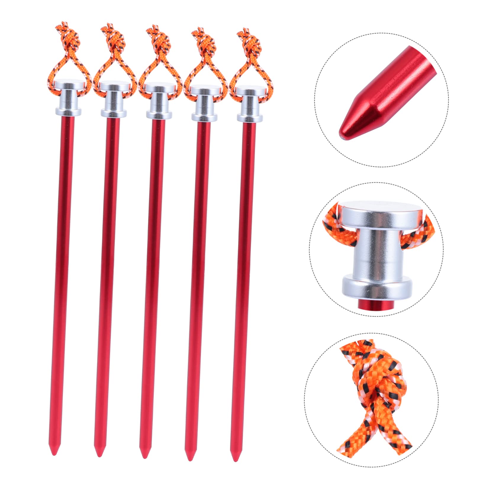 5pcs piquets de tente tente de randonnée tentes de plage piquets de tente tente de piquet de camping pour clous de tente de camping pointes de camping tentes de camping piquets de sol rouge accessoi