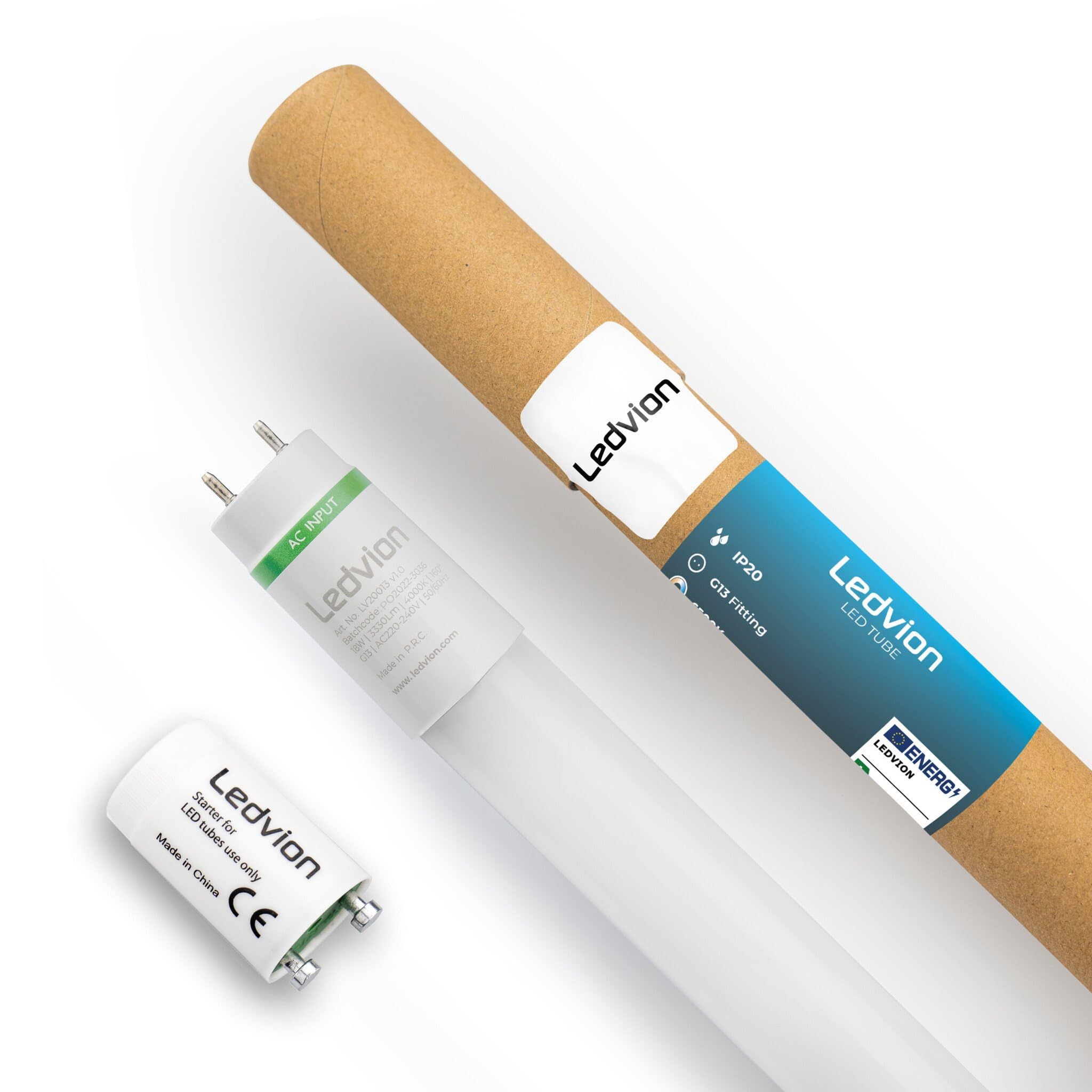 Ledvion - 5X LED Röhrenlampe, 120CM, 18W, 4000K, 185lm/W, Energieklasse B, inkl. LED Starter
