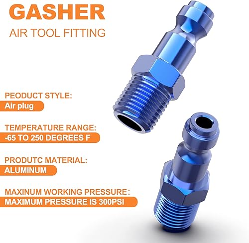 Miniatura 10 de GASHER 10PCS 14-Inch NPT hembra Industrial Air Tool Fitting, 38 pulgadas de alto flujo neumáticos presión máxima de trabajo 300PSI