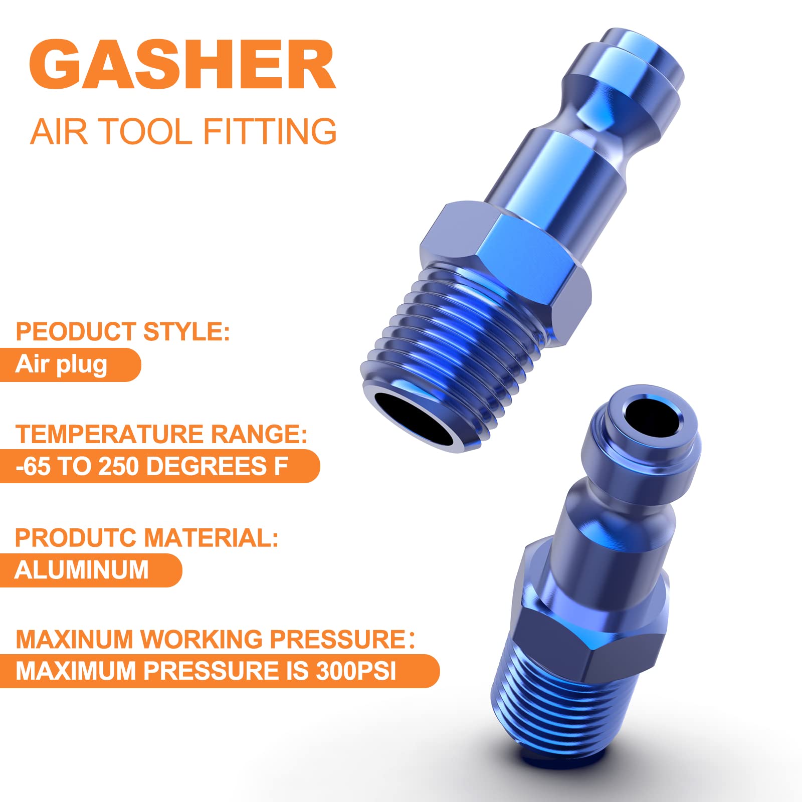 GASHER 10PCS 1/4-Inch NPT Male Blue Aluminum Industrial Air GASHER 10PCS 1/4-Inch NPT Male Blue Aluminum Industrial Air