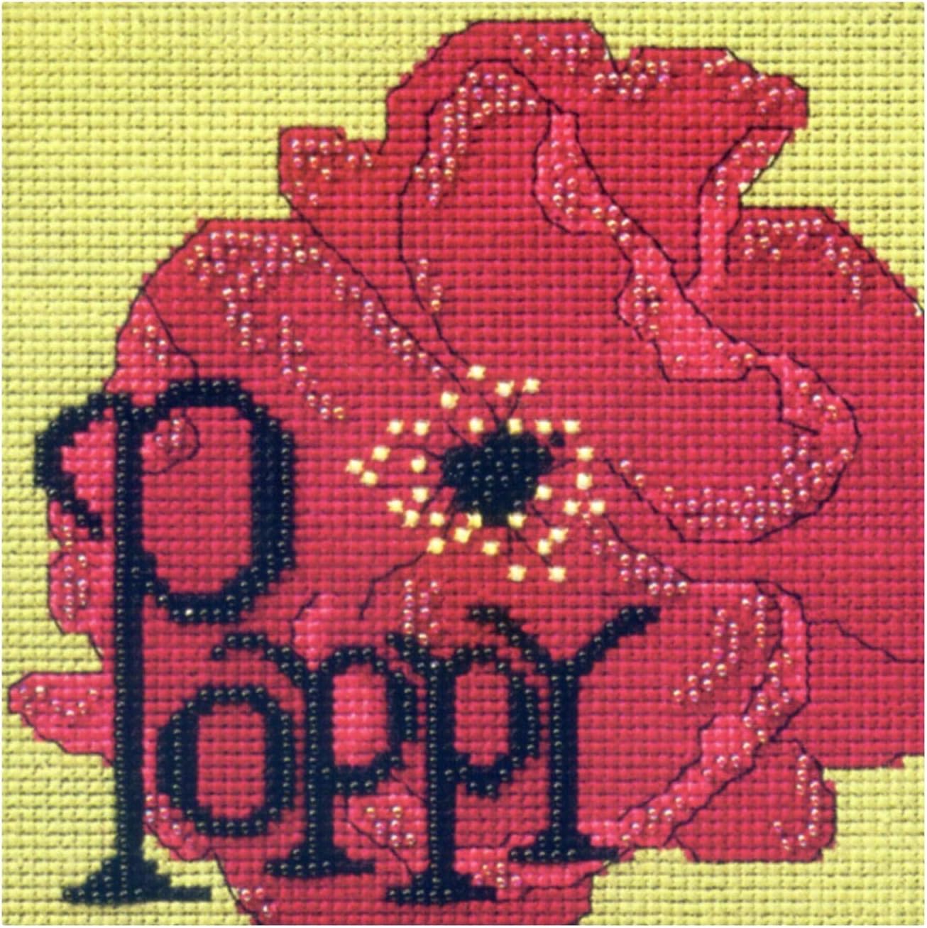 Mill Hill Buttons Beads Spring Series MH14-9101 Poppy Embellished Counted Cross Stitch Kit